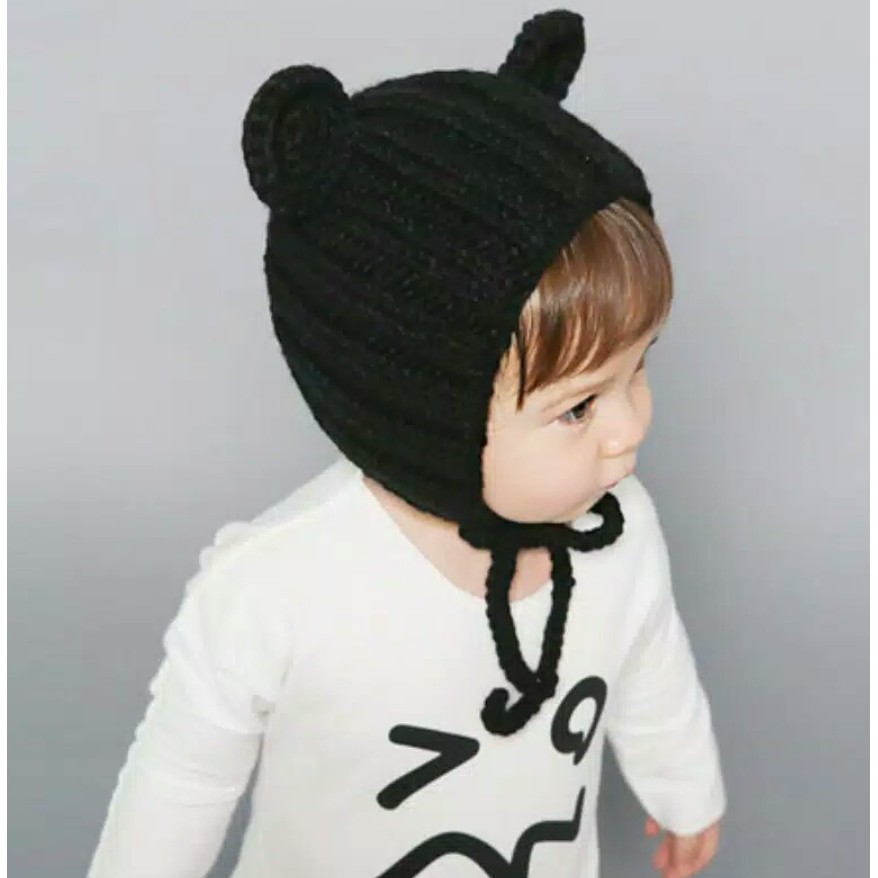 Topi Kupluk Rajut Wol Sheep Korea 6bln - 3 tahun Topi Rajut Domba Baby / Topi Pin Bear Fashion Import VC