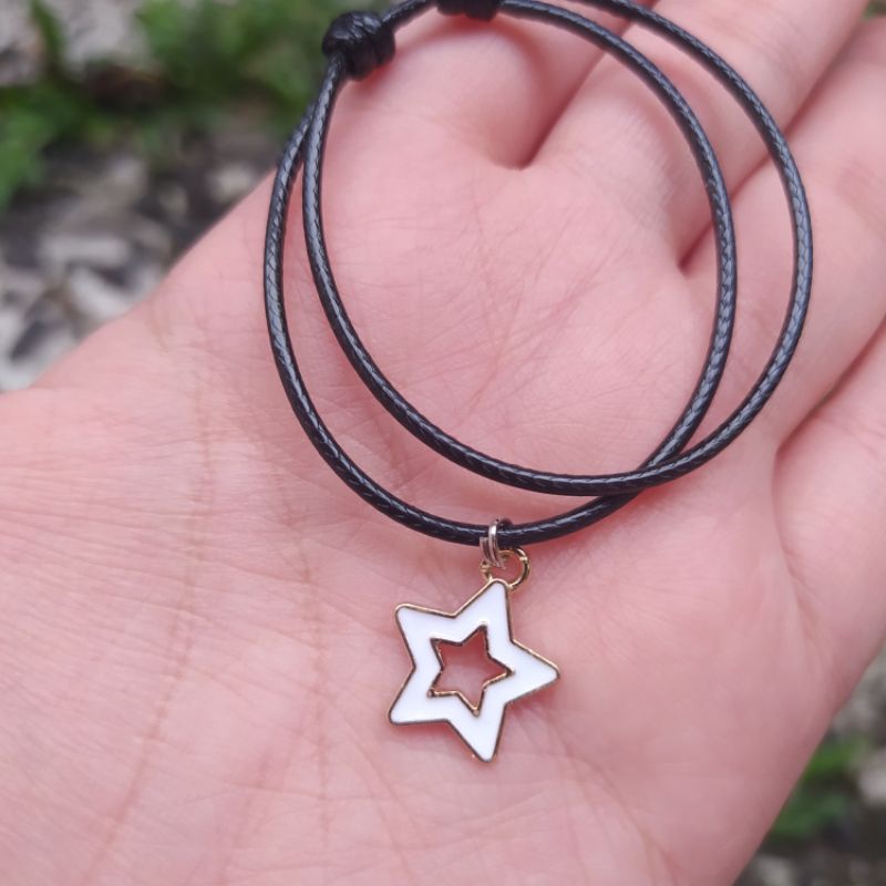 BRACELET MOON & STAR / GELANG BULAN BINTANG COUPLE PERSAHABATAN BESTIE UNIK MURAH-Bintang putih