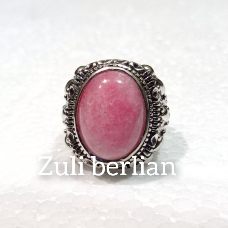 Cincin batu akik giok pink merah muda