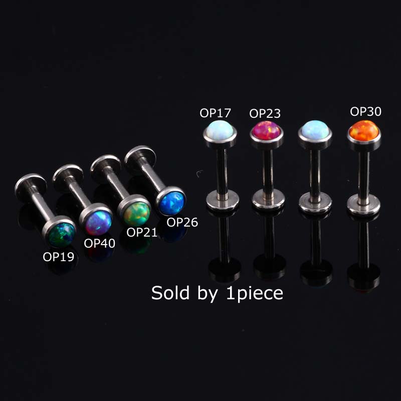 1biji Batu Opal Labret Lip Stud Ulir Internal Telinga Tragus Tulang Rawan Lobe Daith Piercing 16G
