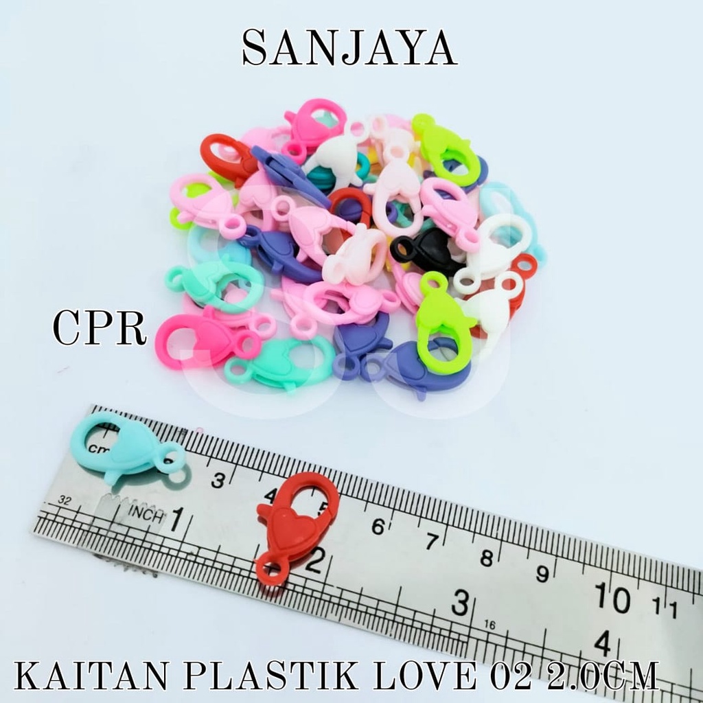 KAITAN MASKER / PENGAIT / KEW KEW / KOKOT UDANG PLASTIK MOTIF HATI WARNA WARNI / KAITAN PLASTIK LOVE 02 2.0CM CPR