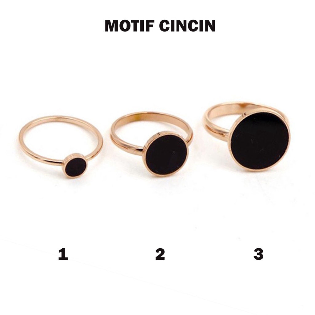 BRGUNIK Cincin Titanium Lapis Warna Emas 18K Bentuk Bulat Bahan Warna Hitam Bulgar A061