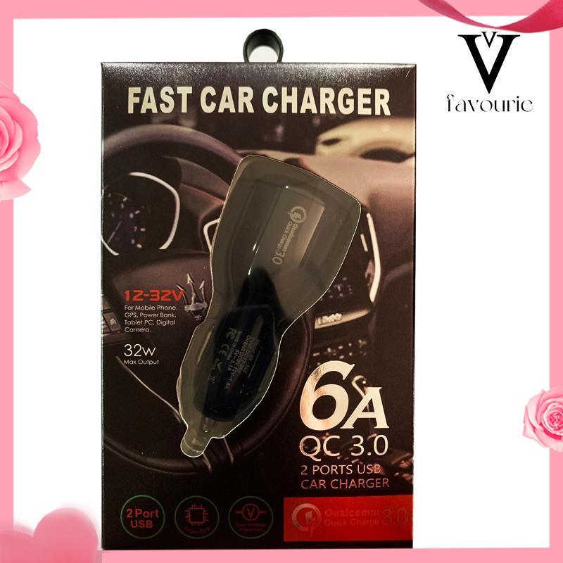 [COD]Pengisian Mobil Mobil 6.0a Halo Usb Charger Mobil Pengisian Daya Qc3.0 Pengisian Cepat Ponsel Pengisian Charger Mobil-FA