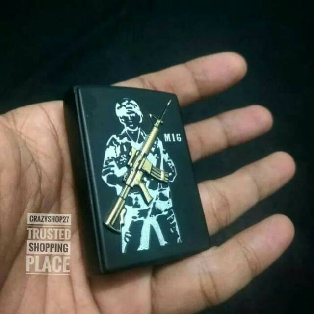 Korek api gas unik sliding m16 korek keren
