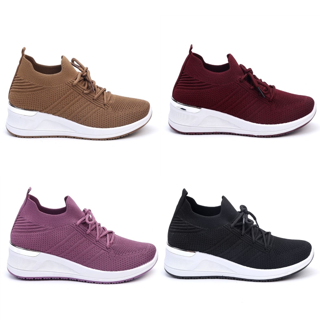 Sepatu Wanita Sport Model Tinggi Pakai Tali  Shoes Canvas Cewek Sepatu TG8816