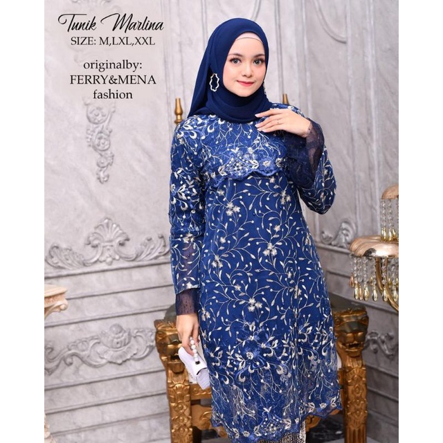 TUNIK MARLINA | BAHAN TILLE BORDIR TUTON PREMIUM | By Ferry Mena