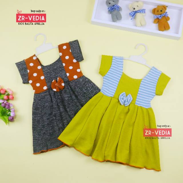 Dress Nadine uk Bayi 3-12 Bulan / Dres Pesta Baby Perempuan Murah Pakaian Baju Harian Cewek Import