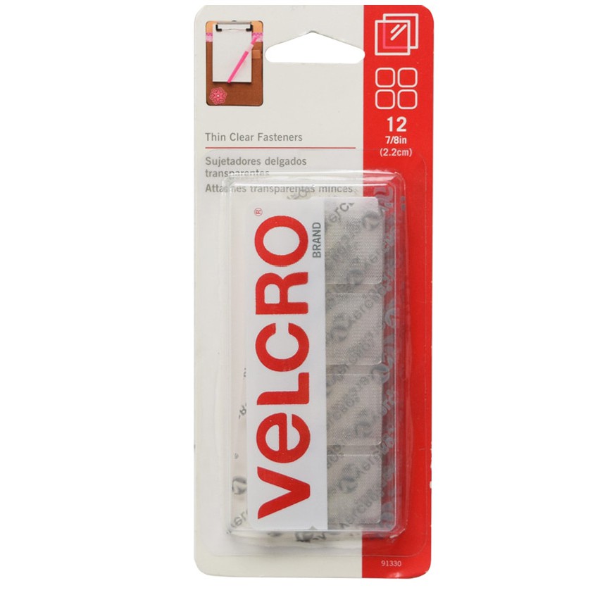 Velcro Perekat Plester Transparan Isi 12pcs Velkro Square Sticky 7/8in 2.2cm