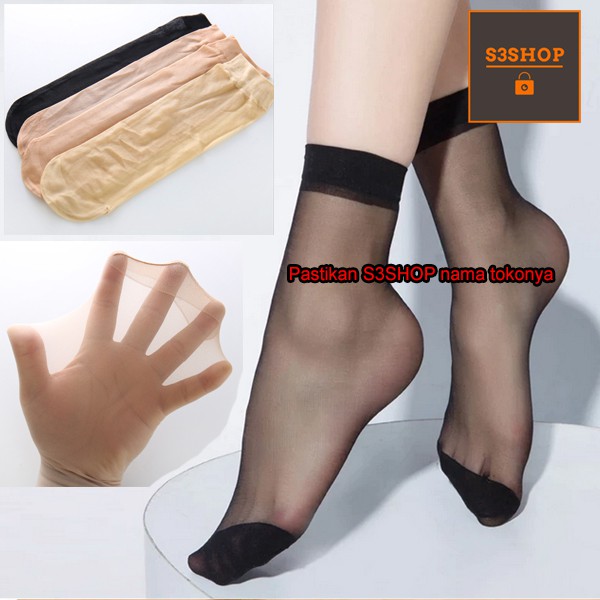 Kaos Kaki Kerja Stocking Wanita Transparan Tipis Silky Socks