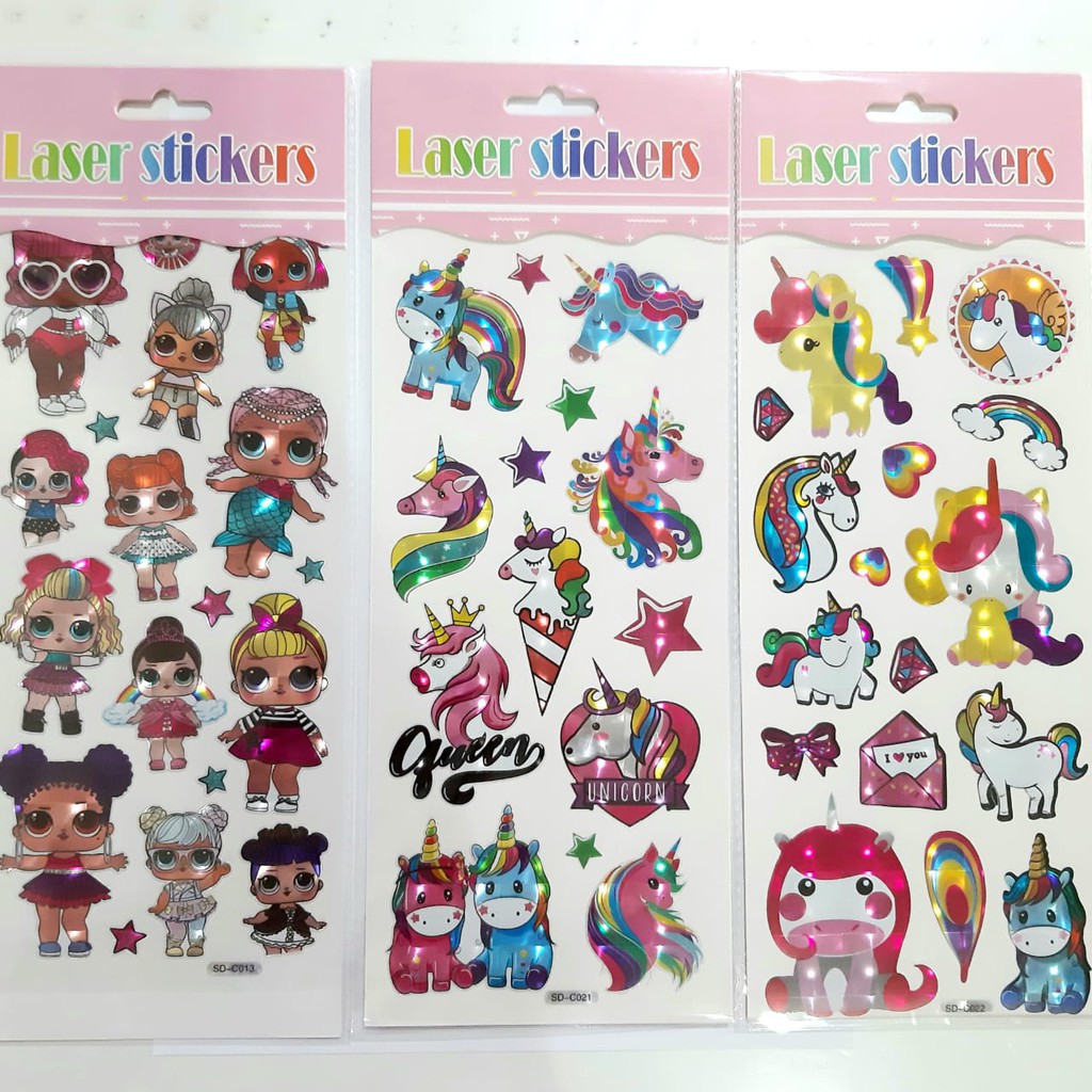 Sticker timbul UNICORN label tas buku Unicorn LOL cute