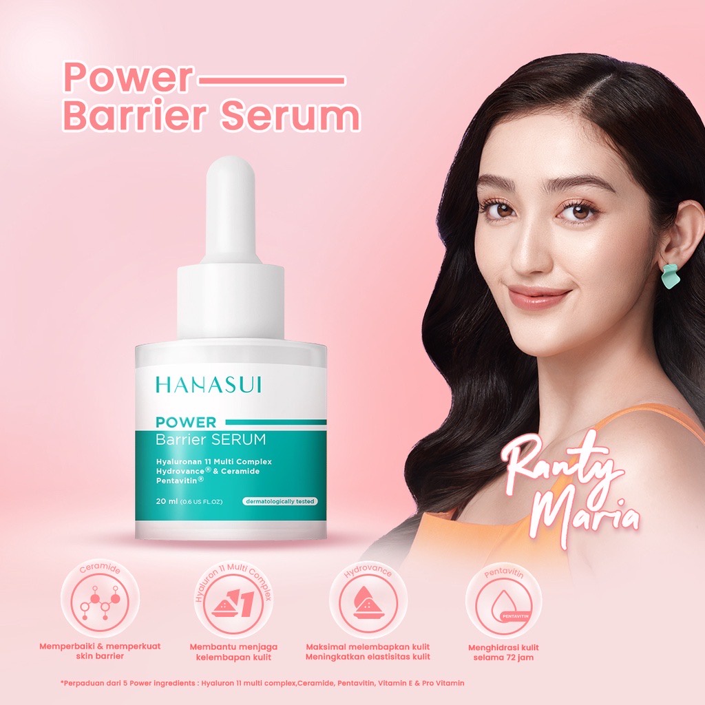 HANASUI Power Barrier Serum Indonesia / Serum Wajah / Hyaluronan 11 Multi Complex Hydrovance &amp; Ceramide Pentavitin 20ml / Memperbaiki Memperkuat Skin Barrier / Melembabkan Menghidrasi Kulit / Super Powerful Series / Skincare Face Care / Intense Treatment