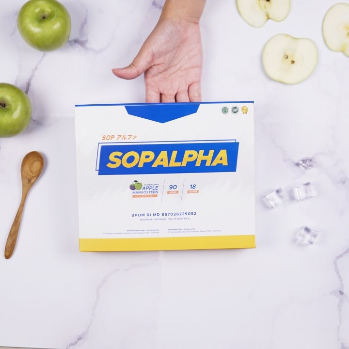 SOPALPHA SOP ALPHA RASA APPLE MANGGIS ISI 18 SACHET SUDAH BPOM