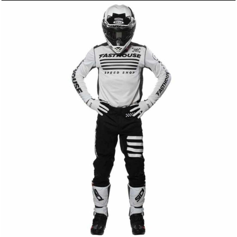 JERSET FASTHOUSE HALT WHITE BLACK . JERSET FOX OFFROAD