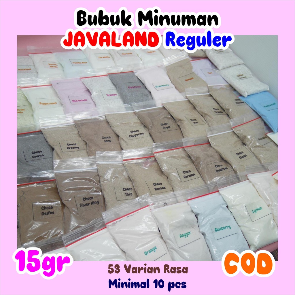 

Bubuk Minuman Banyak Rasa 15gr Sachet Javaland Reguler (Minimal 10 Pcs)