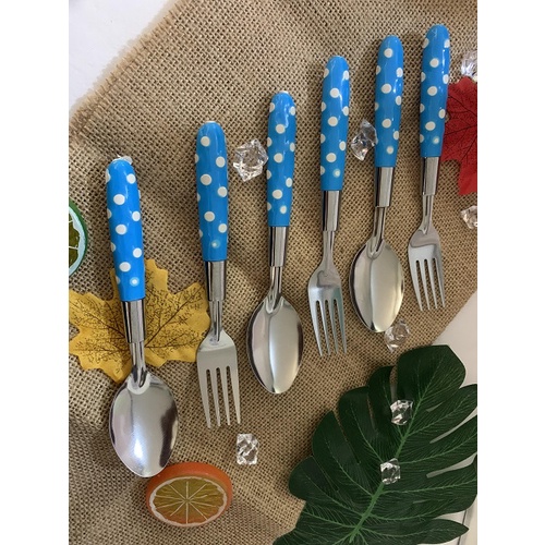 Sendok makan / sendok Garpu / sendok Makan set / sendok set / sendok Polkadot (ISI 6pcs)