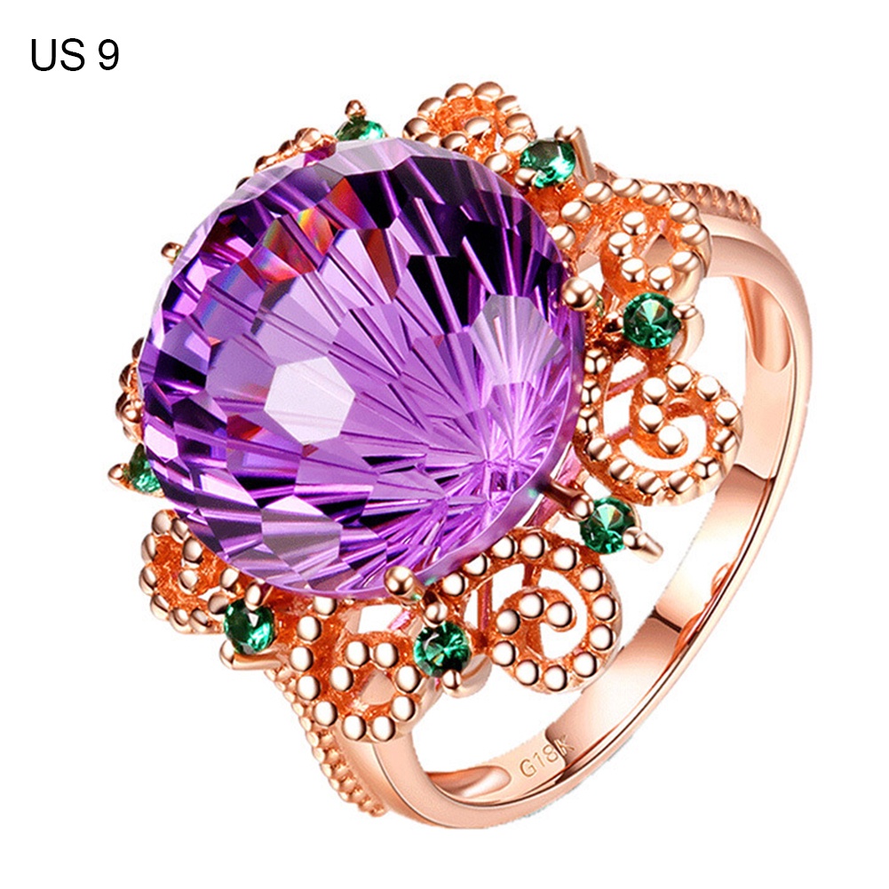 Hu Hu Hu Hu Hu Alat Bantu Pasang Kacamata♡ Cincin Wanita Hias Amethyst Imitasi Untuk Pernikahanpertunanganbanquethadiah