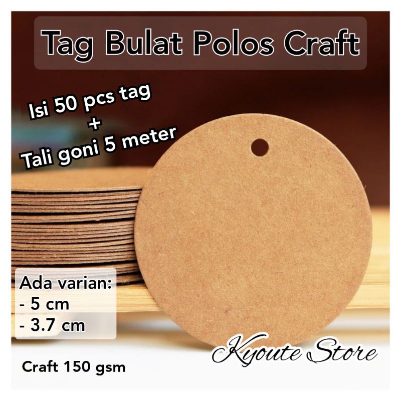 

50 pcs HangTag Craft Polos Gantungan Produk Paket Hadiah Nama Jualan