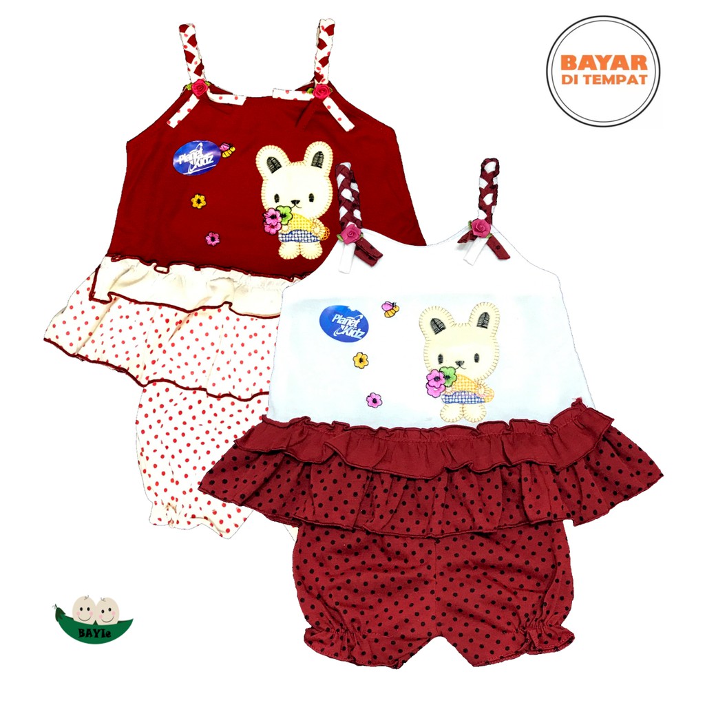 BAYIe - Setelan Baju bayi Perempuan motif RABBIT PLANET KIDS usia 0 - 6 bulan / Pakaian anak Cewek