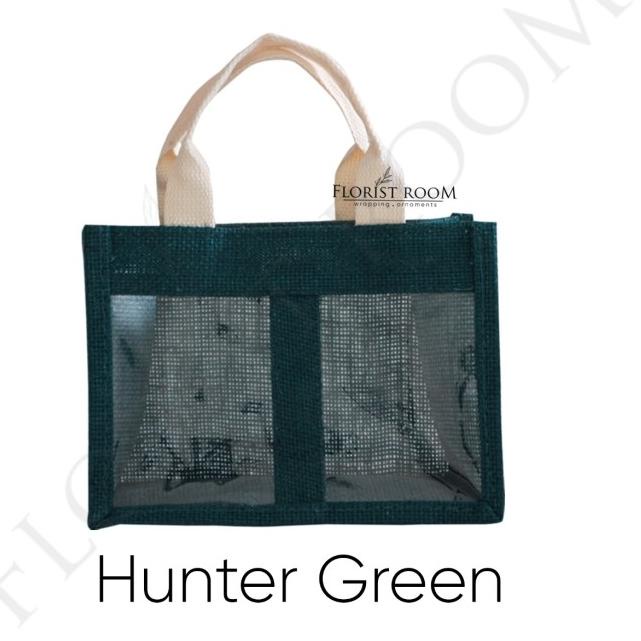 

Jute Flower Bag 201015 - Kantong Goni - Hampers - Kado -Hadiah Box Kue - Hunter Green, Tdk bstukarsize