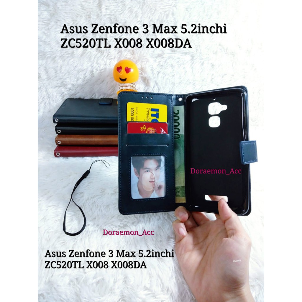 Leather Case Kulit Asus Zenfone 3 Max 5.2 inchi ZC520TL X008DA Casing Sarung Kulit Dompet