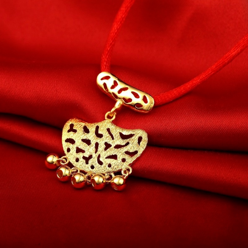 [Ready Stock]Fashion Vintage Gold Plated Pendant Longevity Lock Necklace