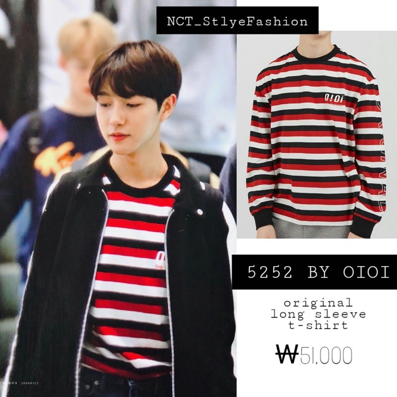 5252 by OOi original long sleeve t-shirt red stripe oioi Renjun NCT Dream