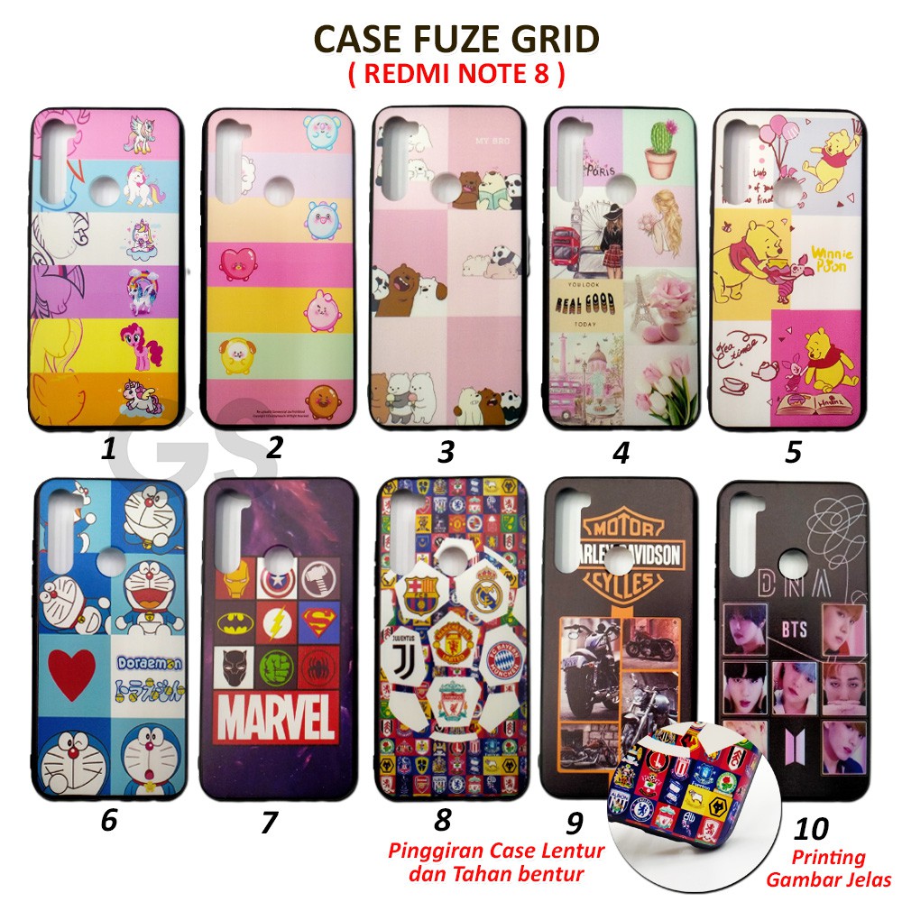 Case Fuze Glass Grid  REDMI NOTE 8 PRO REDMI 9  REDMI 9C REDMI NOTE 8