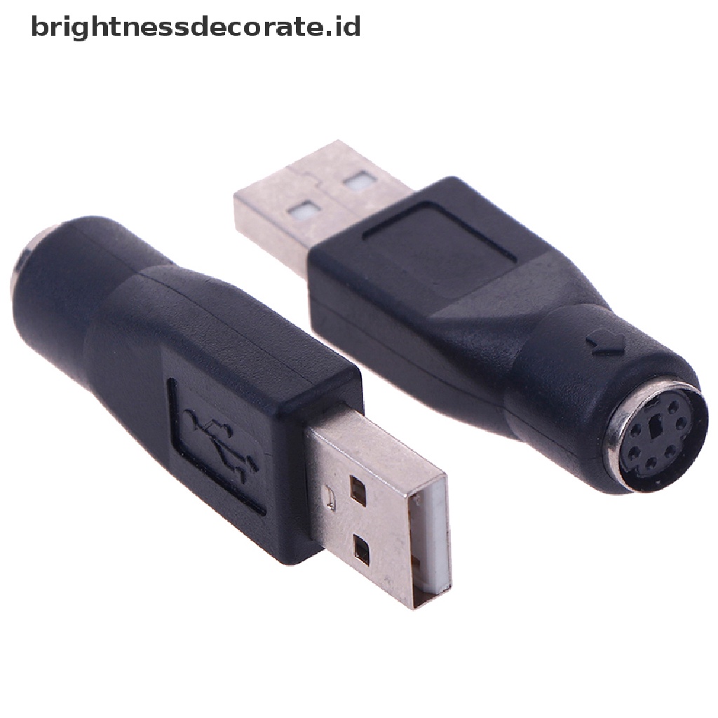 2pcs Adapter Converter Ps / 2 Male Ke Usb Female Untuk Keyboard Pc