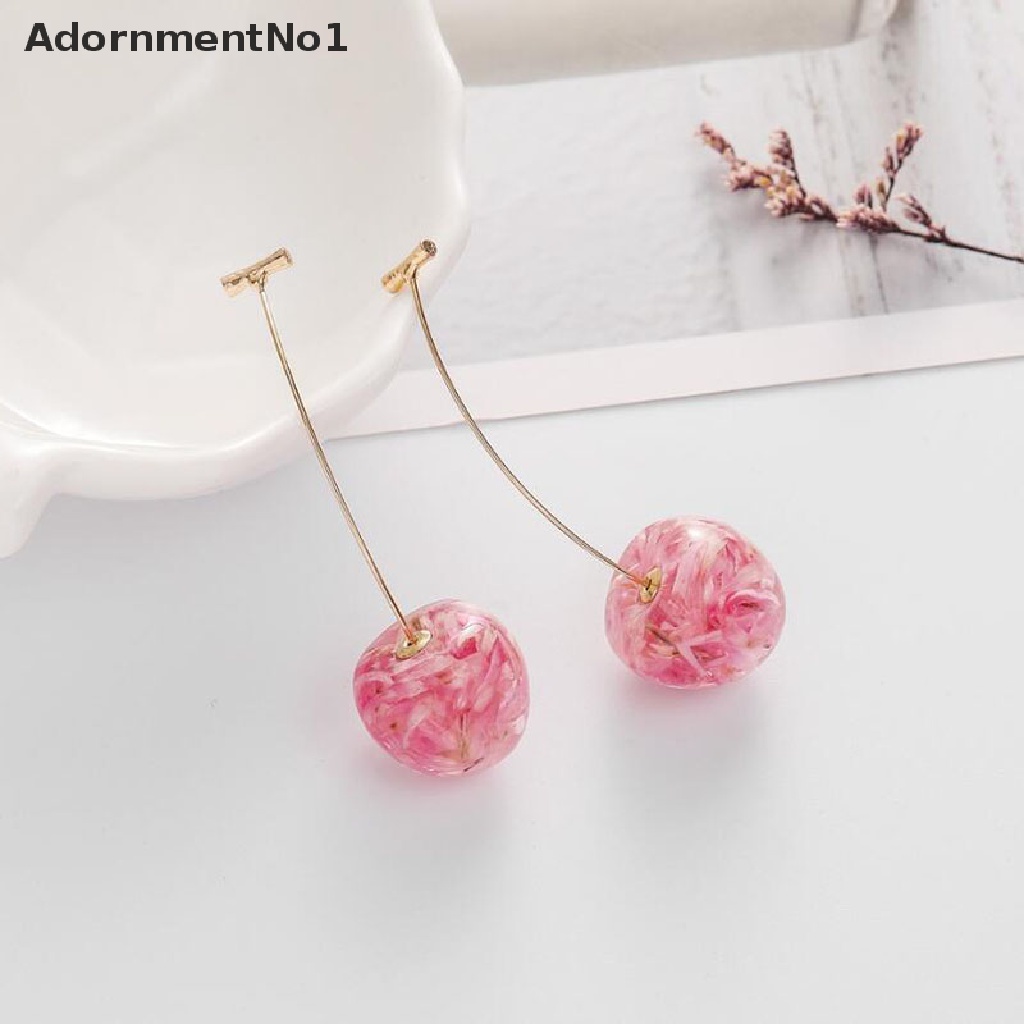 (AdornmentNo1) Anting Tusuk Gantung Bahan Resin Desain Bunga / Buah Ceri Kering Untuk Wanita