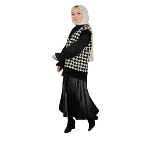 ROMPI RAJUT VEST WANITA ATASAN PAKAIAN WANITA  HOUNDSTOOTH