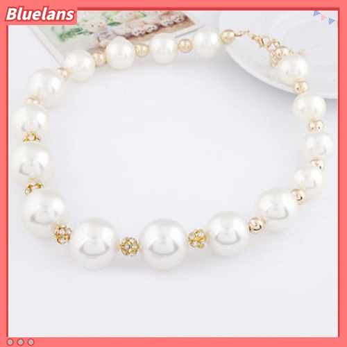 Bluelans Women Gorgeous Luxury Big Faux Pearl Rhinestone Bib Statement Chain Necklace