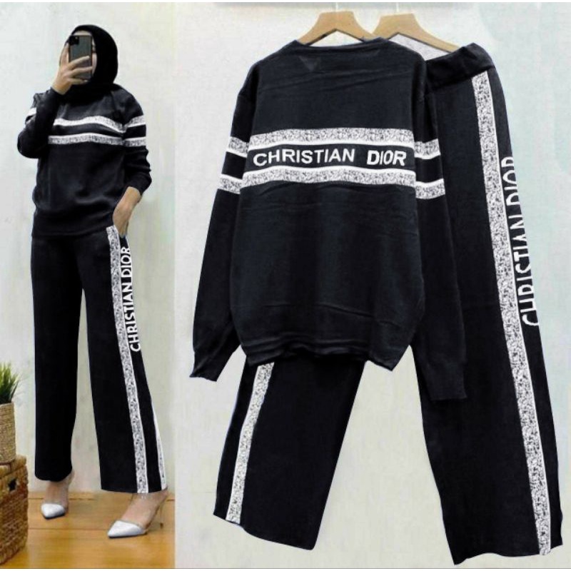 One set wanita kulot set kirei kaos ed / pakaian wanita setelan sweater dan celana kulot