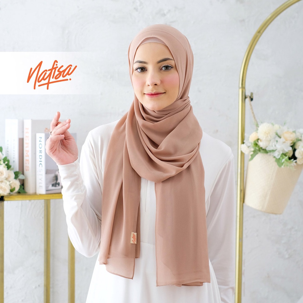Pashmina Premium Nafisa CYRA Bahan Cerutti &amp; Jasmine | Hijab Pashmina Premium Panjang Pashmina 75 x 180 cm