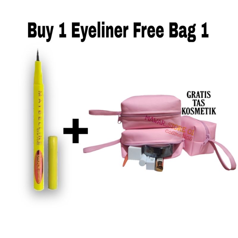( Buy 1 Eyeliner Free Bag 1) Maybelline Hypersharp Liner Power Black Waterproop