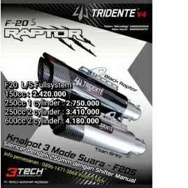 Knalpot 3Tech Hybrid 3 suara tipe Tridente F20 raptor NON EVA 150cc