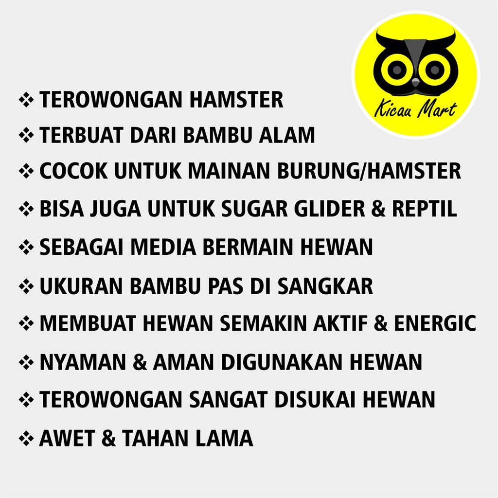 TEROWONGAN HAMSTER BAMBU MAINAN HAMSTER MAINAN BURUNG SUGAR GLIDER LANDAK MINI REPTIL ULAR TRWBJL