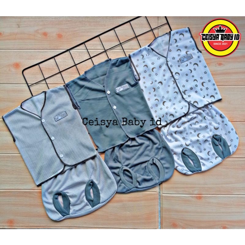 Setelan Baju Dan Celana Bayi Newborn Seri Abu Kwalitas Premium