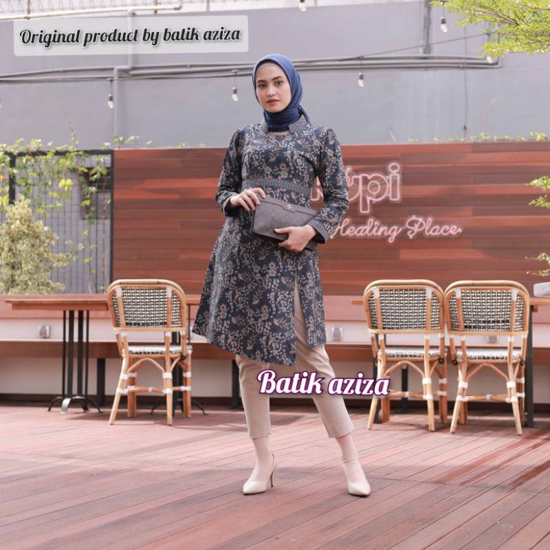 Tunik Batik Wanita Motif Terbaru Lengan Panjang BATIK AZIZA