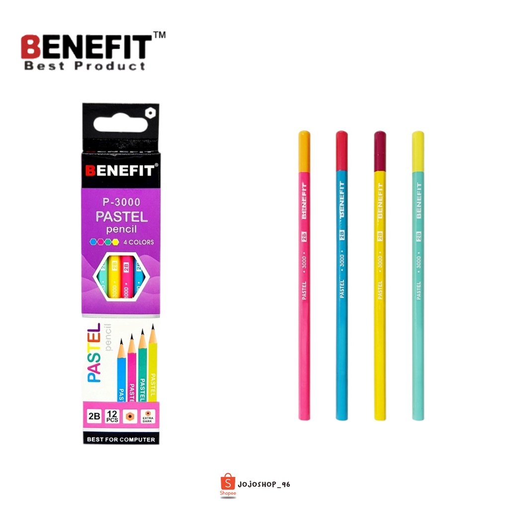 

Pensil 2B BENEFIT P-3000 Pastel Pencil 4 Colors German Lead & Non Toxic (12pcs)