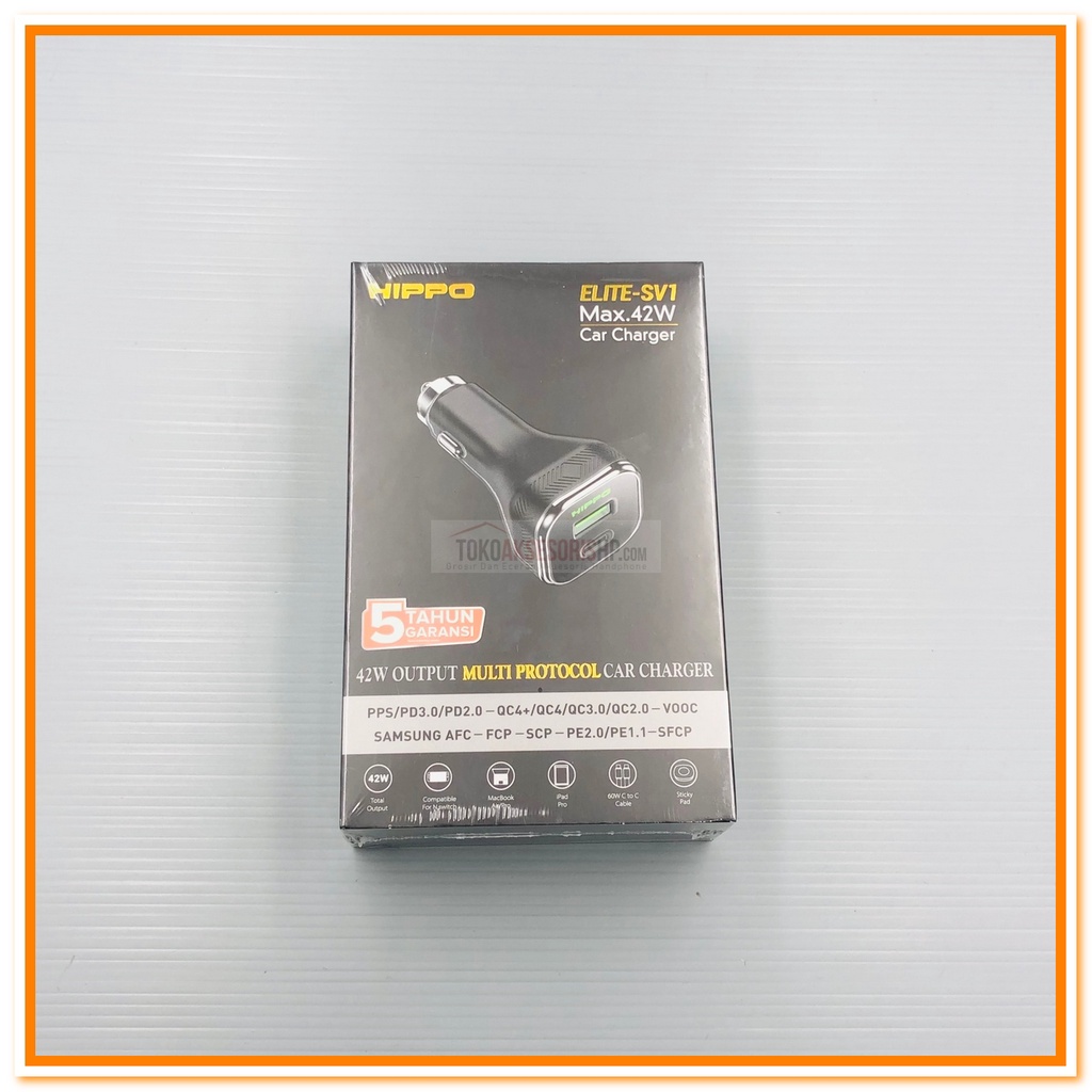 CAR CHARGER HIPPO ELITE SV-1 / CHARGER MOBIL FAST CHARGING 42W USB A DAN USB C