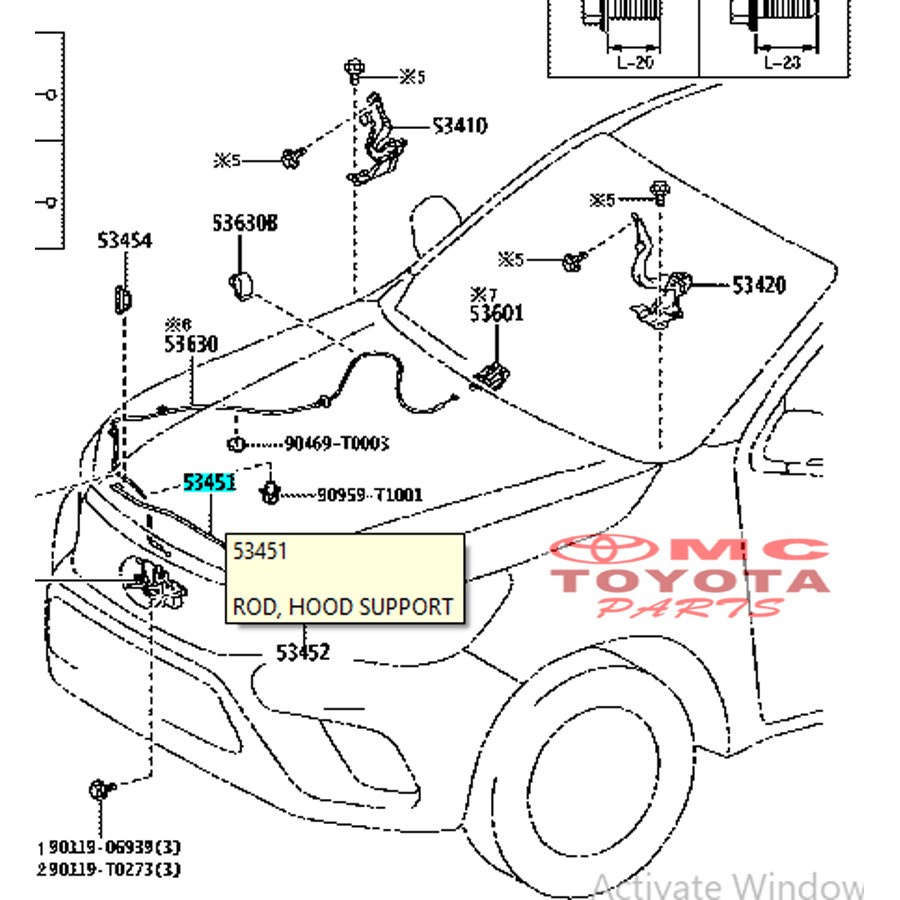 Tiang Penyangga Kap Mesin Fortuner VRZ Hilux New 53440-0K040