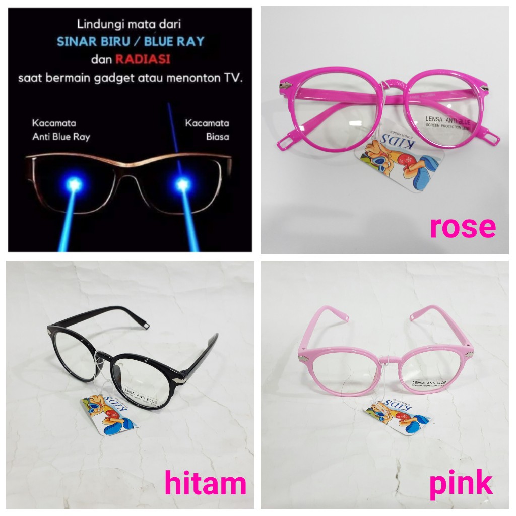kacamata anak laki perempuan anti blue radiation bulat boboho bening bagus tahan radiasi sinar biru