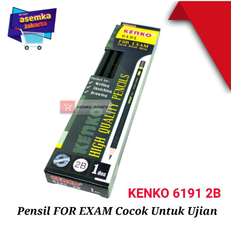 Pensil KENKO 6191 6388 2B For Exam cocok untuk Ujian isi 12pcs