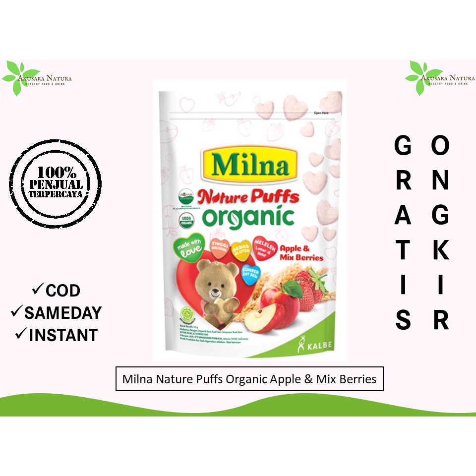 Milna Nature Puff Organic / Promina Puffs Apple and Mix Berries Cheese Banana 15 G [BISA COD | SAMEDAY | INSTANT]