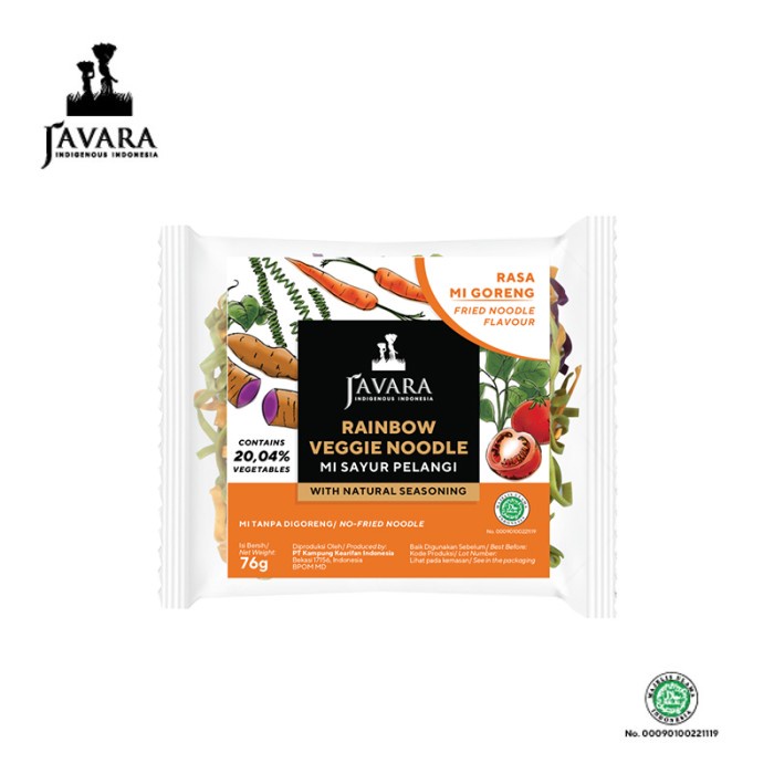 

s574gfd Javara Rainbow Veggie Noodle - Mie Sayur Pelangi Rasa Mie Goreng 76Gr Ff064151E