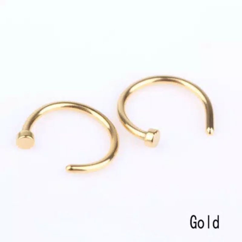 1Pc anting Hidung Bulat Kecil Bahan Stainless steel Tipis Pria wanita TERMURAH