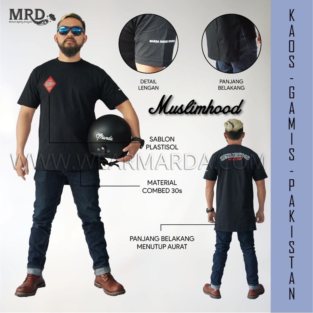 Gamis Pakistan Bikers Pria Syari Lengan Pendek Hitam Ikhwan Muslim