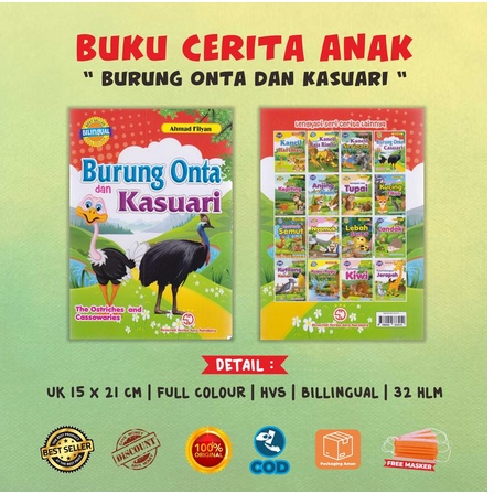 Buku Anak Cerita Dongeng Binatang Lengkap Bilingual Full Colour Burung Onta Kasuari