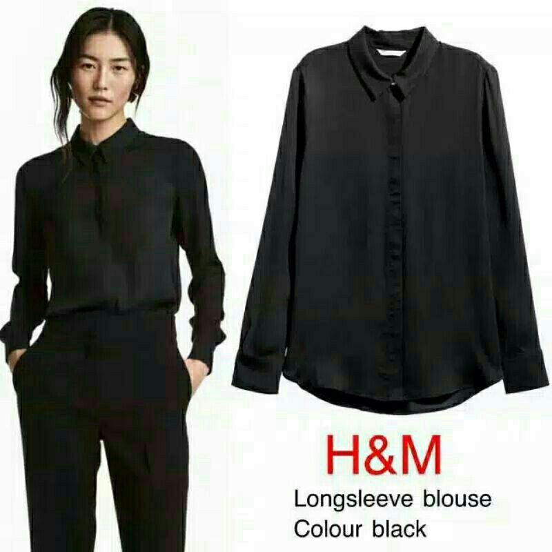 Kemeja Wanita HnM Pleat Shoulder Shirt H&amp;M Kemeja Kerja | Kemeja Kantor Original