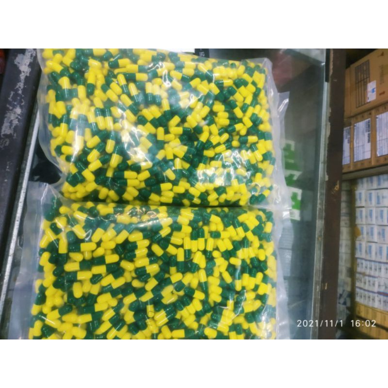 Cangkang Kapsul 0 Hijau kuning isi 1000 pcs